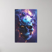 Demonische schedel brandt in vlammen canvas afdruk (Voorkant)
