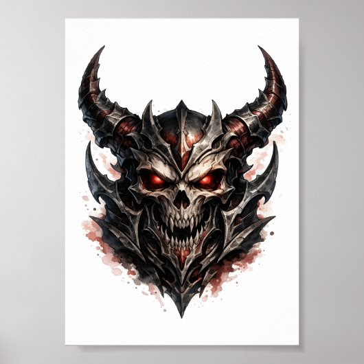 Demonische Schedel met Hoorns Poster (Voorkant)