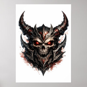 Demonische Schedel met Hoorns Poster