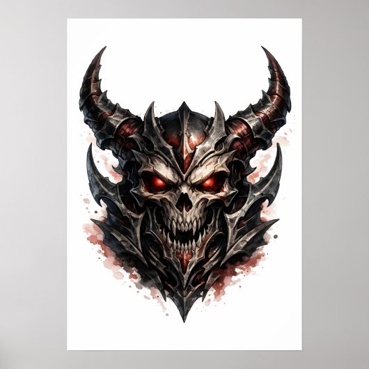 Demonische Schedel met Hoorns Poster (Voorkant)