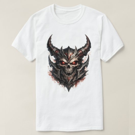 Demonische Schedel met Hoorns T-shirt (Design voorkant)