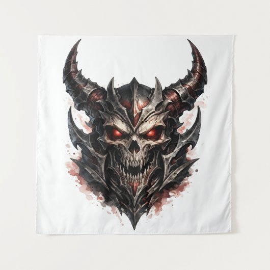 Demonische Schedel met Hoorns Wandkleed (Voorkant)