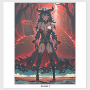 Demonische vrouw met contact op kruispunt, Anime D Sticker