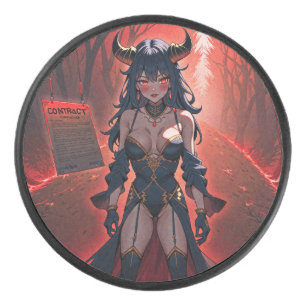 Demonische vrouw met contact op kruispunten, Anime Hockey Puck