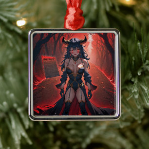 Demonische vrouw met contact op kruispunten, Anime Metalen Ornament
