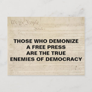 Demonize Press Enemy of Democracy First Amendment Briefkaart