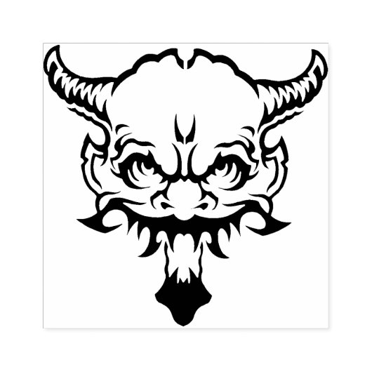 Demonkop met artiestenstempel voor hoorns rubberstempel
