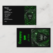 Demonkop met een groen accent, visitekaartjes (Voorkant / Achterkant)