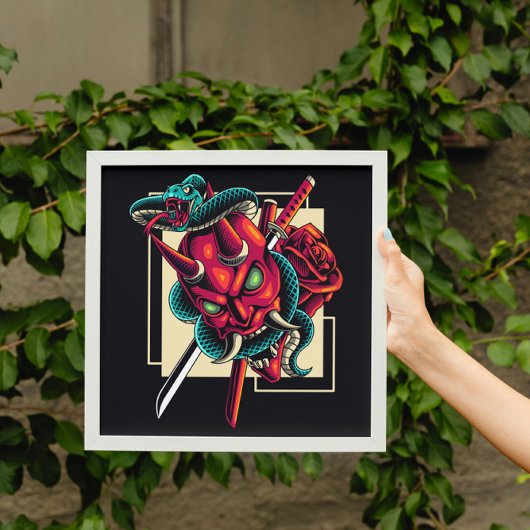 Demon's Embrace; Oni masker en Slang Poster