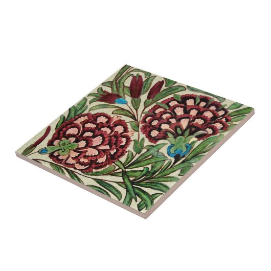 DeMorgan Persian Style Floral Repro Antiek HP Tegeltje (Zijkant)