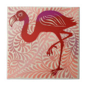 DeMorgan Ruby Luster Bird Flamingo 1880s Repro Tegeltje (Voorkant)