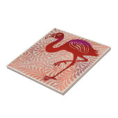 DeMorgan Ruby Luster Bird Flamingo 1880s Repro Tegeltje (Zijkant)