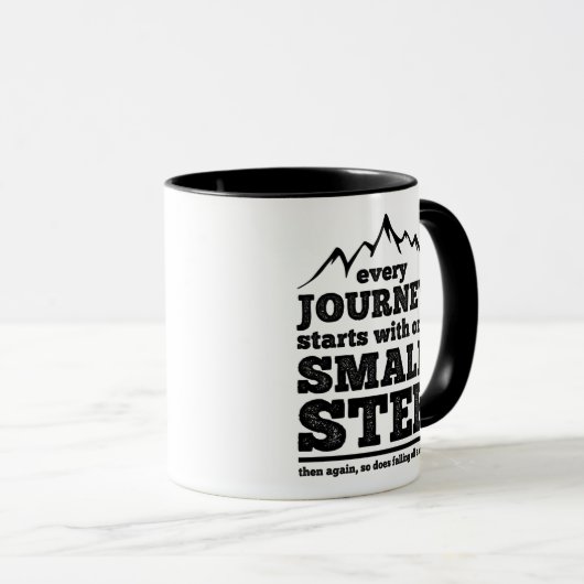 DeMotivationeel: elke reis begint met een klein be Mok (Voorkant rechts)