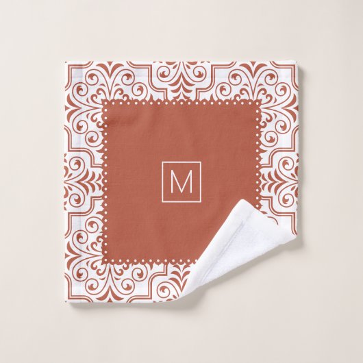 Dempatroon van Terracotta, gespleten grenzen Bad Handdoek (Wasdoekje)