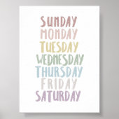 Dempen kleur dagen van de week poster (Voorkant)