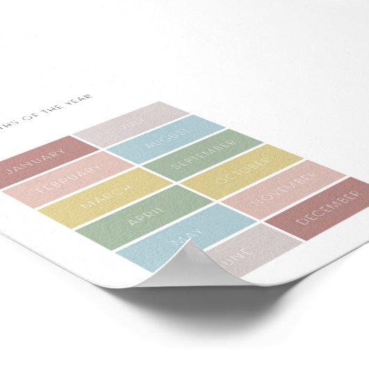 Dempen kleur maanden van het jaar educatief poster (Hoek)