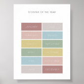 Dempen kleur maanden van het jaar educatief poster (Voorkant)