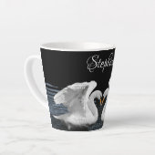 Dempen White Swan Mirror Afbeelding Dierfotografie Latte Mok (Linkerhoek)