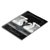 Dempen White Swan Mirror Afbeelding Dierfotografie Notitieboek (Linkerzijde)