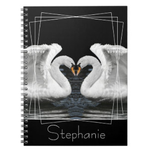 Dempen White Swan Mirror Afbeelding Dierfotografie Notitieboek