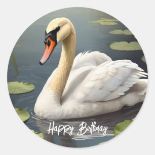 Dempen zwaan in water ronde sticker