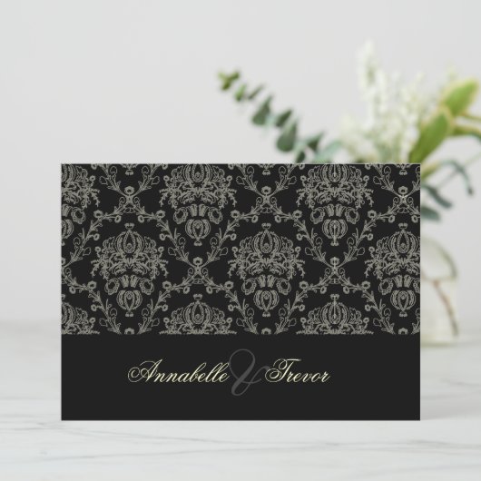 Demping van zwart/wit/crème, aangepast bruiloft kaart (Staand voorkant)