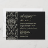 Demping van zwart/wit/crème, aangepast bruiloft kaart (Achterkant)