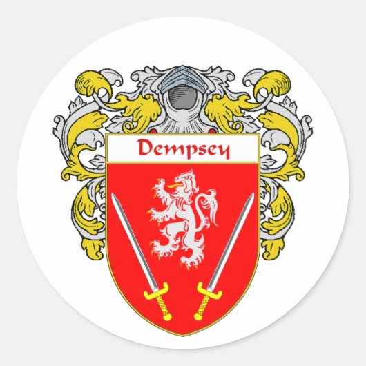 Dempsey Coat of Arms (Mantled) Ronde Sticker (Voorkant)