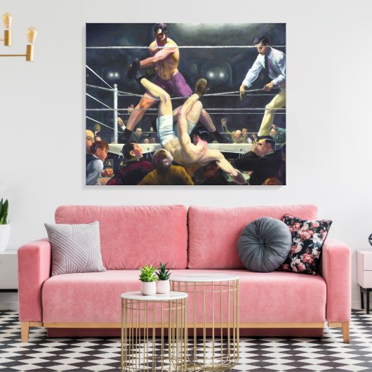 Dempsey en Firpo | George Bellows | Canvas Afdruk (Insitu (Woonkamer))