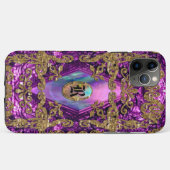 Dempsey Plum Elegant Chic Monogram Case-Mate iPhone Case (Achterkant (horizontaal))