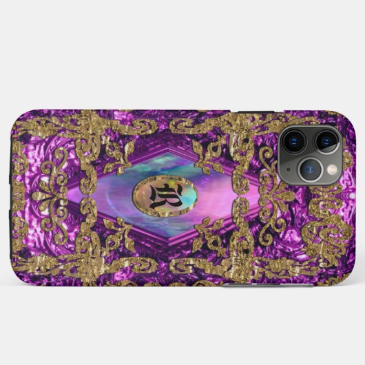 Dempsey Plum Elegant Chic Monogram Case-Mate iPhone Case (Achterkant (horizontaal))