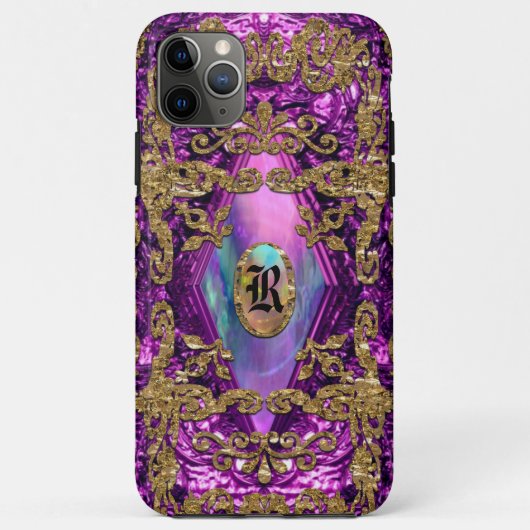 Dempsey Plum Elegant Chic Monogram Case-Mate iPhone Case (Achterkant)