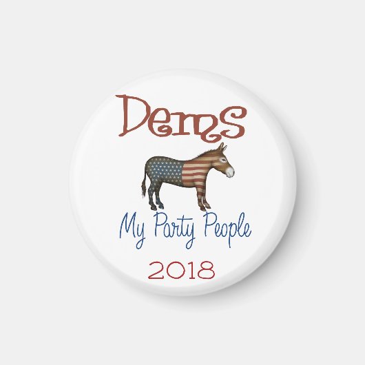 DEMS Mijn Partij Patriottische Ezel Ontwerp Magneet (Voorkant)