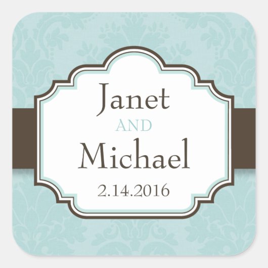 Demure Damask Grote Vierkante Stickers/afdichtinge Sticker (Voorkant)