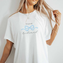Demure lichtblauwe boog bruidsmeisje voorstel t-shirt