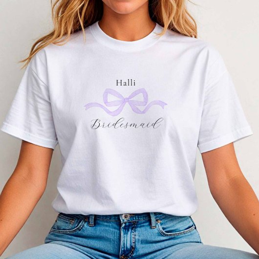 Demure Lila Bow Bruidsmeisje Voorstel T-shirt