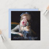 Demure met Pink Peony Gelukkige Verjaardag Kaart (Voorkant / Achterkant in situ)