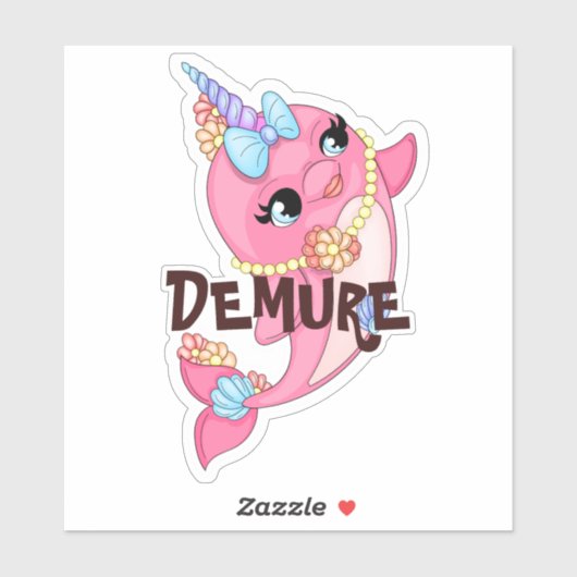 Demure Narwhal Sticker (Vel)