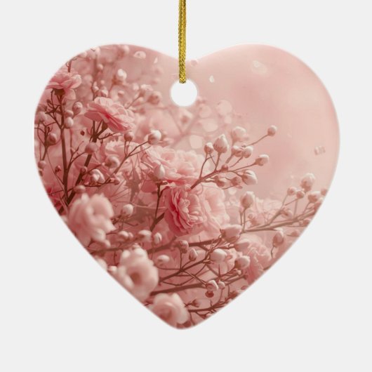 Demure Pink Flowers on a Romantic Valentine Tree Keramisch Ornament (Achterkant)