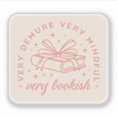 Demure schattige boekwinkel roze esthetiek sticker (Voorkant)
