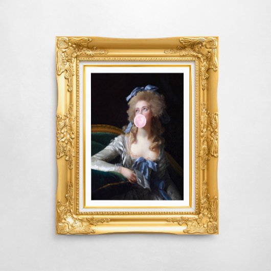 Demure with Pink Bubble Gum Perfect Poster