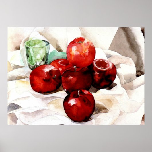 Demuth - Appels en groen glas Poster (Voorkant)