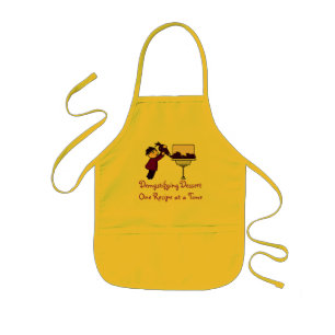 Demystificatie en logo op Apron Kinder Schort