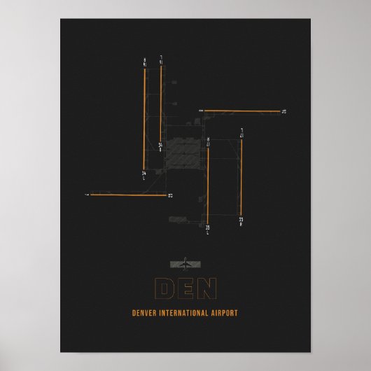DEN - Denver International Airport Runway Diagram Poster (Voorkant)