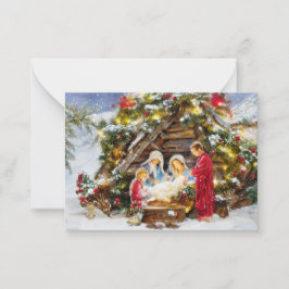 Den en bessen Kerststal budget mini Kerstmis Notitiekaartje