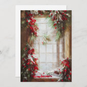 Den en bessen raam budget Kerstmis Feestdagenkaart (Voorkant / Achterkant)