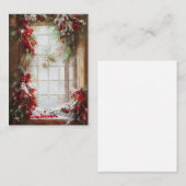 Den en bessen raam budget mini Kerstmis Notitiekaartje (Voorkant / Achterkant)
