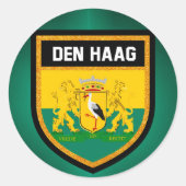 Den Haag Flag Ronde Sticker (Voorkant)