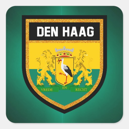 Den Haag Flag Vierkante Sticker (Voorkant)