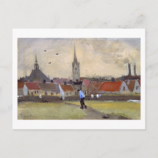 Den Haag met nieuwe kerk, Van Gogh Fine Art Briefkaart (Voorkant)